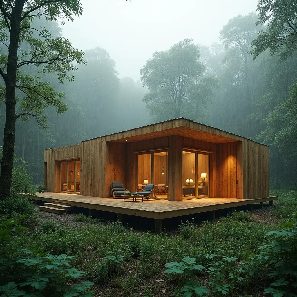 Maison bois moderne en construction avec panneaux MHM écologiques